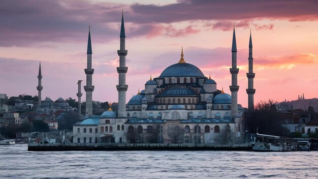 Die Ortakoy-Moschee vom Bosporus-Fluss aus Istanbul, Türkei