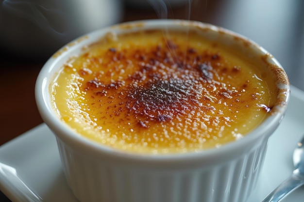 Foto die perfekte verbindung von sahne und karamell enthüllt die geheimnisse von creme brulee