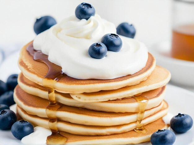 Foto die pfannkuchen sind goldbraun und perfekt gekocht.