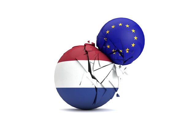 Die politischen Bälle der Niederlande und der Europäischen Union zerschlagen 3D-Rendering