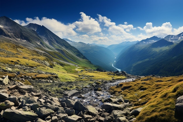 Die Pracht der Natur wird in der weiten Berglandschaft zur Schau gestellt