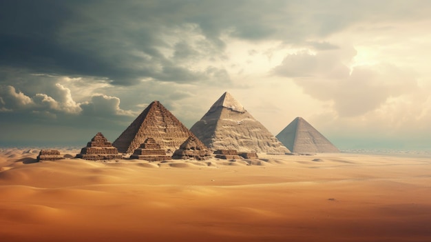 Die Pyramiden von Giza, Ägypten, alte Wunder, mysteriös, geschaffen mit generativer KI-Technologie.