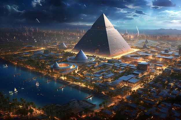 Die Pyramiden von Gizeh bei Nacht
