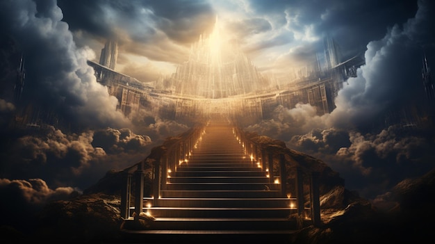 Die Reise des Lebens, jede Etappe ist eine Stufe auf einer Treppe. Hochwertiges Foto