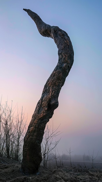 Die riesigen Gliedmaßen der Erweckung strecken sich in der Morgendämmerung aus, ein schweigender Appell an den Himmel, gefangen in Bronze und Erde.