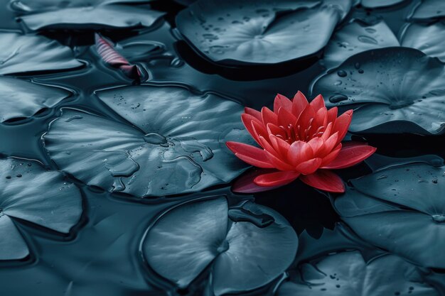 Die rote Lotus-Wasserlilie symbolisiert Reinheit und Buddhismus.