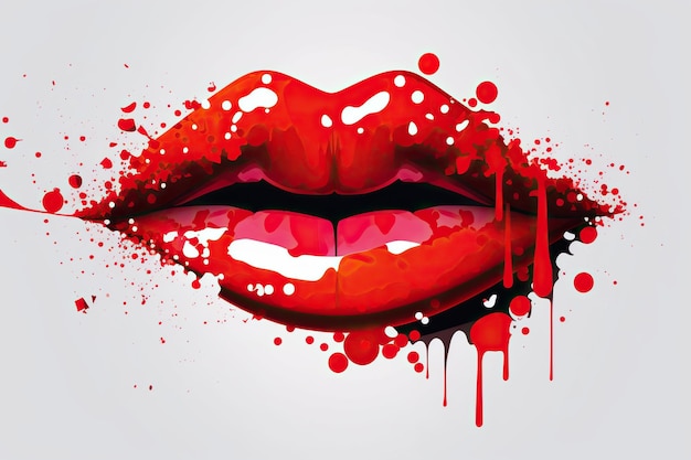 Die roten Lippen einer Frau isoliert auf weißem Hintergrund. KI generiert