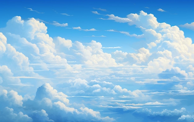 Die Ruhe der weißen, flauschigen Wolken am riesigen blauen Himmel