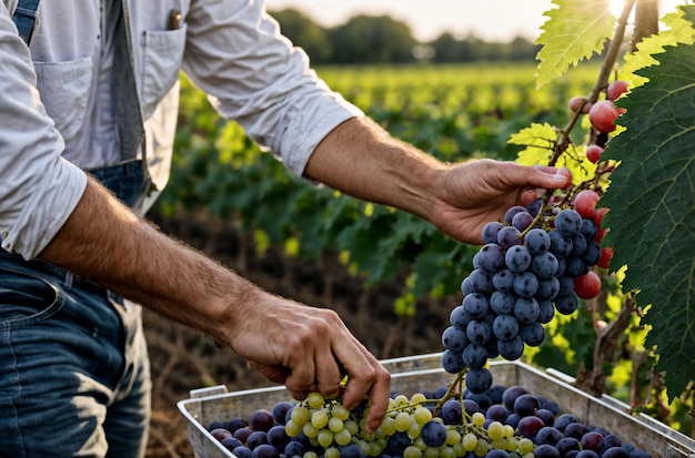 Die Ruhe des Weinbergs fängt die Augenblicke der Traubenernte ein