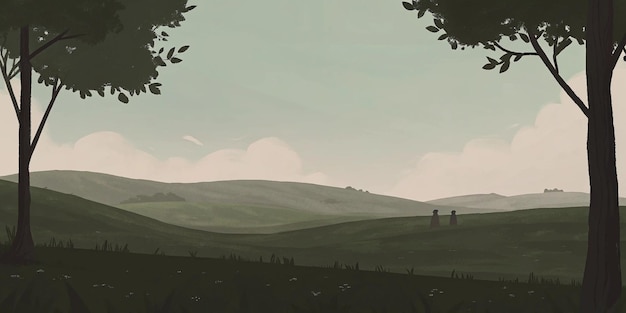 Die ruhige Landschaft an den Hügeln