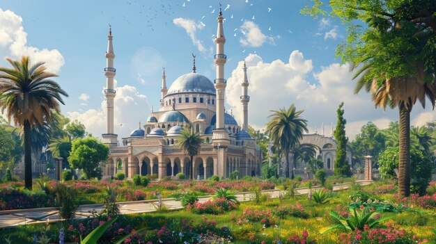 Die ruhige Moschee bietet eine friedliche Landschaft