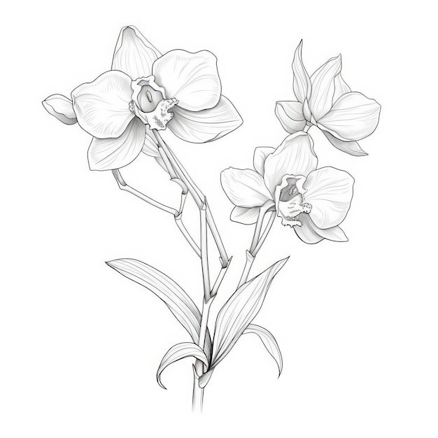 Die ruhige Peruanische Inka-Orchidee-Zeichnung