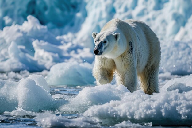 Die ruhige Schönheit eines Eisbären, der anmutig auf einer arktischen Eisscholle navigiert