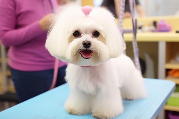 Die ruhige Welt eines Maltipoo-Hundes Generativ von Ai