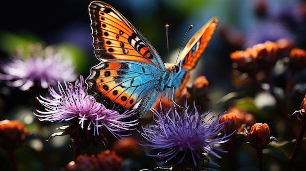 Die sanfte Berührung eines Schmetterlings an einem Gartenblatt