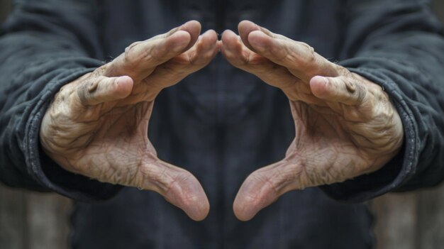 Foto die scharfen winkel, die von zwei sich überlappenden händen gebildet werden, finger, die sich ausbreiten und sich scheinbar kreuzen,