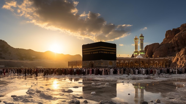 Foto die schöne aussicht auf die stadt mekka und auch die kultstätte der kaaba