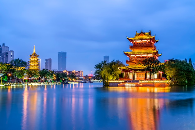 Die schöne Landschaft der alten Architektur in Huaian, Zhejiang, China