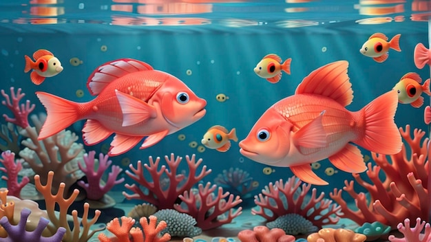 Die Schönheit der Fische, die in einem lebendigen Korallenriff schwimmen, erkunden