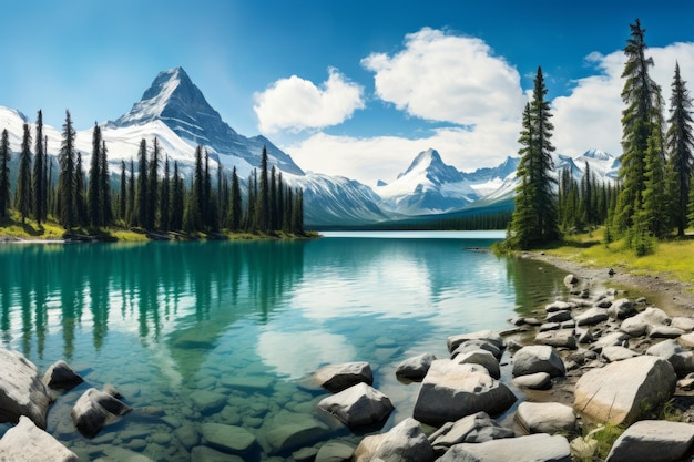 Die Schönheit der Natur in einer ruhigen Bergsee-Landschaft