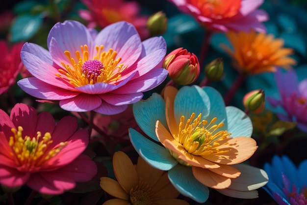 Die Schönheit der Natur in farbenfrohen Blumen aus der Nähe