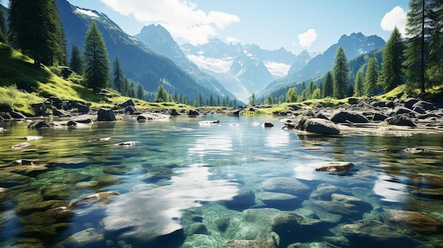 Die Schönheit der Natur spiegelt sich in ruhigen Berggewässern wider