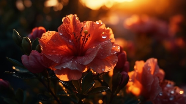 Die Schönheit der Natur: Wunderschöne Blumen im Abendrot