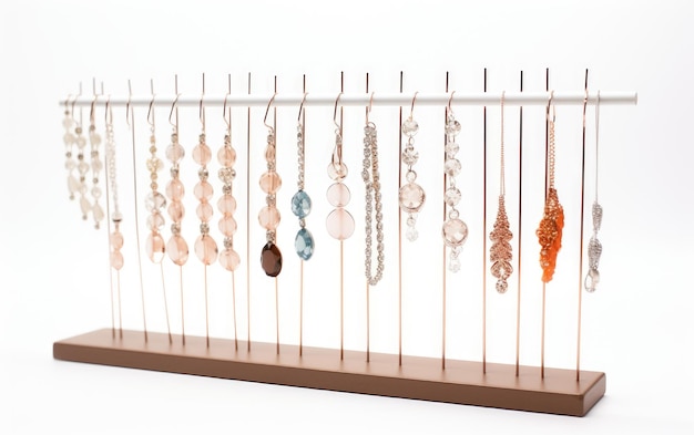 Die Schönheit eines Ohrringeausstellungsregals in einem einzigen Rahmen, isoliert auf einem transparenten Hintergrund PNG