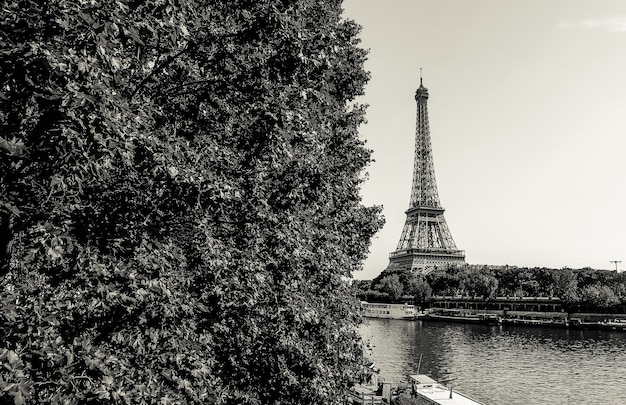 Die Schwarz-Weiß-Details des Eiffelturms in Paris