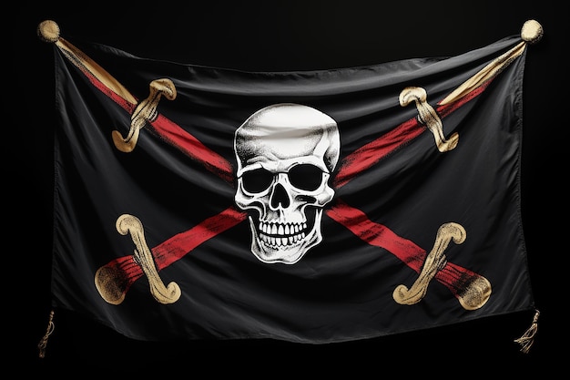 Foto die schwarze piratenflagge von jolly roger