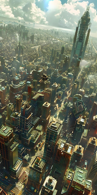 Foto die science-fiction-stadt