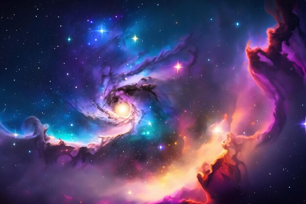 Die Seele mit einem wunderschönen Blick auf die magische Galaxie, wo kosmische Verzauberung