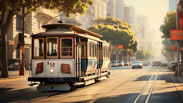 Die Seilbahn von San Francisco in der California Street