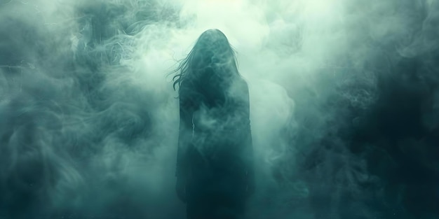 Die Silhouette eines heimtückischen weiblichen Geistes wirft eine unheimliche Präsenz Concept Horror Photography Spooky Silhouettes Weibliche Geister Unheimliche Atmosphäre