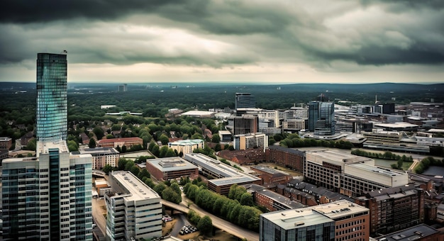 Die Skyline von Birmingham von oben