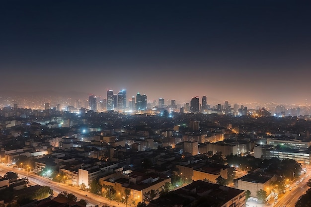 Die Skyline von Mexiko-Stadt in der Nacht, aufgenommen vom Bezirk Colonio Polanco nach Nordwesten