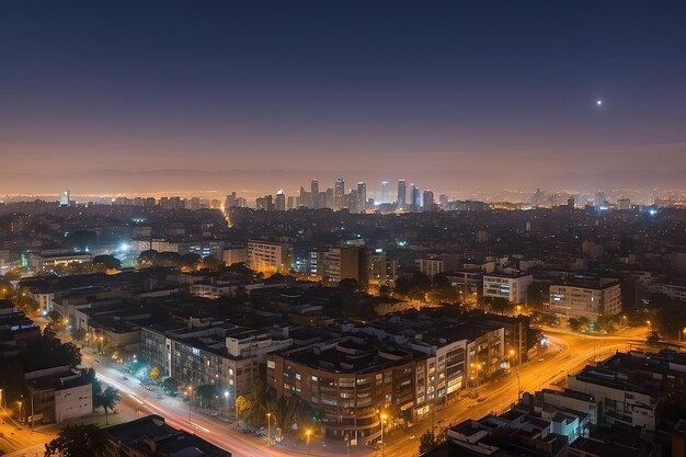 Die Skyline von Mexiko-Stadt in der Nacht, aufgenommen vom Bezirk Colonio Polanco nach Nordwesten