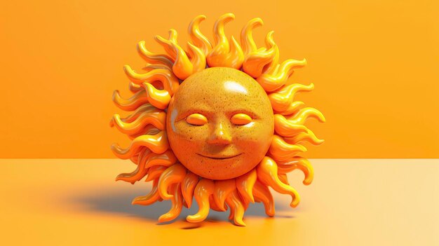 Die Sonne Ein feuriger Stern in 3D-Illustration, erzeugt von KI