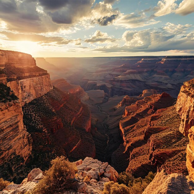 Die Sonne geht am Rande des Grand Canyon unter