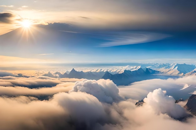 Foto die sonne geht über den wolken auf