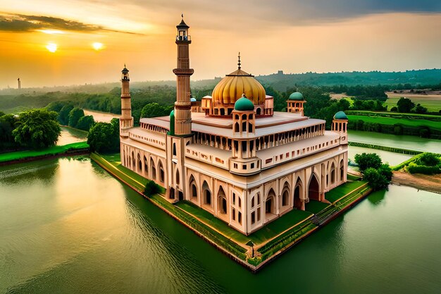 Die Sonne geht über der Moschee in Kuala Lumpur unter