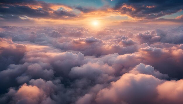 Die Sonne geht über die Wolken unter