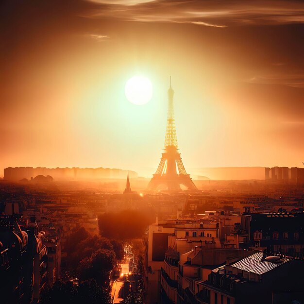 Die Sonne geht über Paris, einer Stadt voller Geschichte, unter