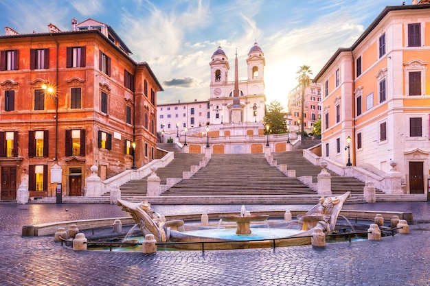 Die Spanische Treppe und der Brunnen des Bootes Rom Italien