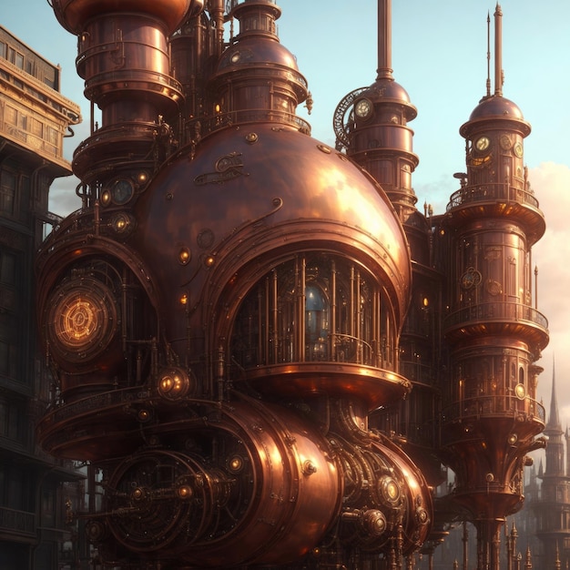 Die Stadt der Zukunft im Stil des Steampunk