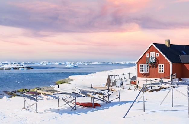 Die Stadt Ilulissat Das Fischerhausfoto von Ilulissat Grönland