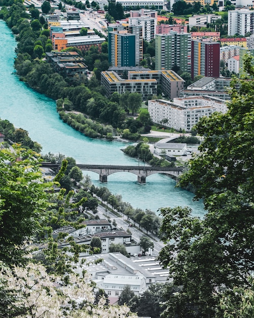 Die Stadt Innsbruck von oben, Detail des Flusses