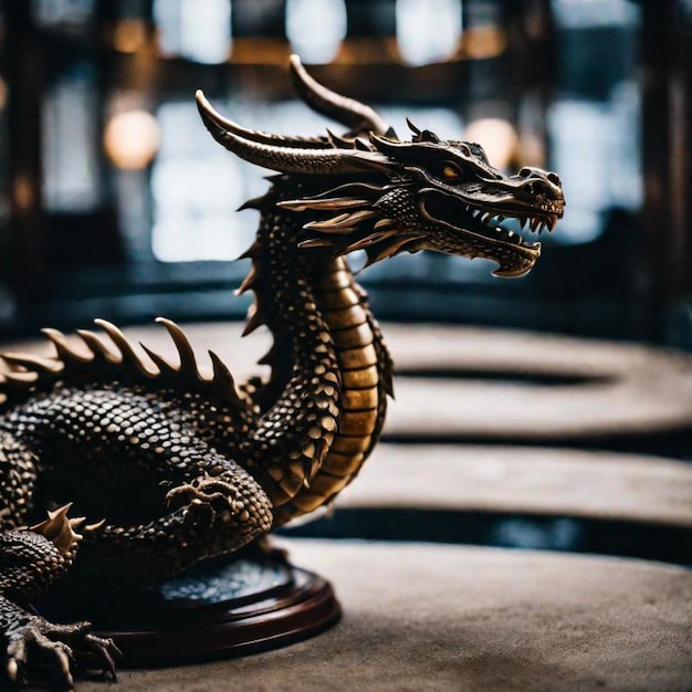 Foto die statue des goldenen drachen