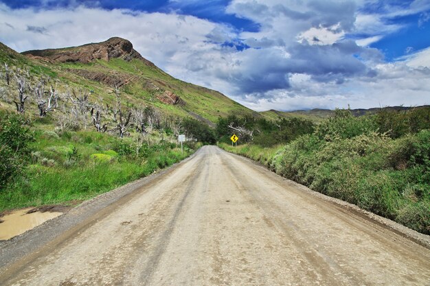 Die Straße in Torres del Paine Park, Patagonien, Chile