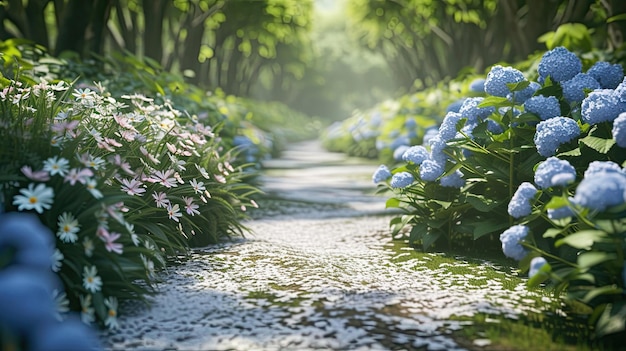 Die Straße ist mit Blumen bestreut Natur Blumenhändler Bouquet Rosen riechen Schönheit Gänseblümchen Geschenk Blumenbeet Garten Vase Bienen Leben Tulpenpflanzen Blütenblätter Pollen Urlaubsknospen Biene Erzeugt von KI